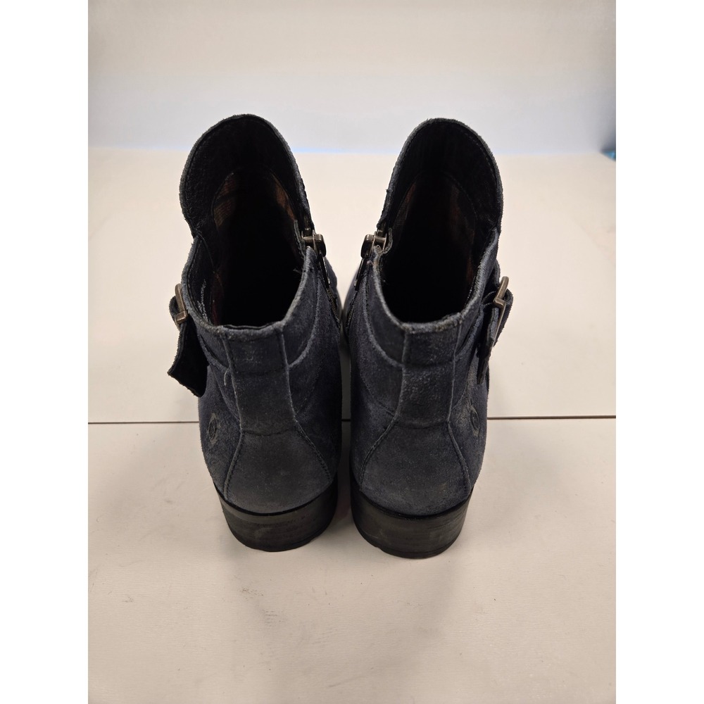 Born Kerri Navy Blue Distressed Suede Ankle Boots Buckle Strap Womens 6.5 F11404 - Picture 6 of 7